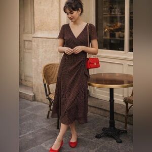 JBS Brown Polka Dot Dress Size 10